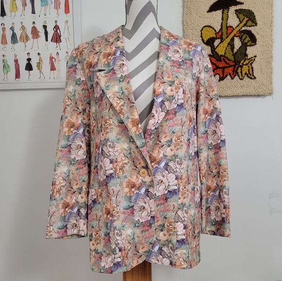 Fundamental Things | 90s Vintage Floral Tapestry Blazer - Picture 1 of 7